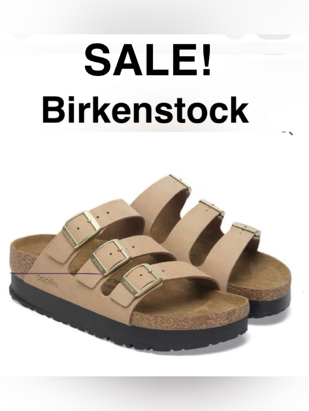 Birkenstock Florida III Sandcastle 3-Strap Platform Sandals new size 39 n